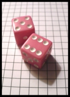 Dice : Dice - 6D - Pair of Pink With White Pips